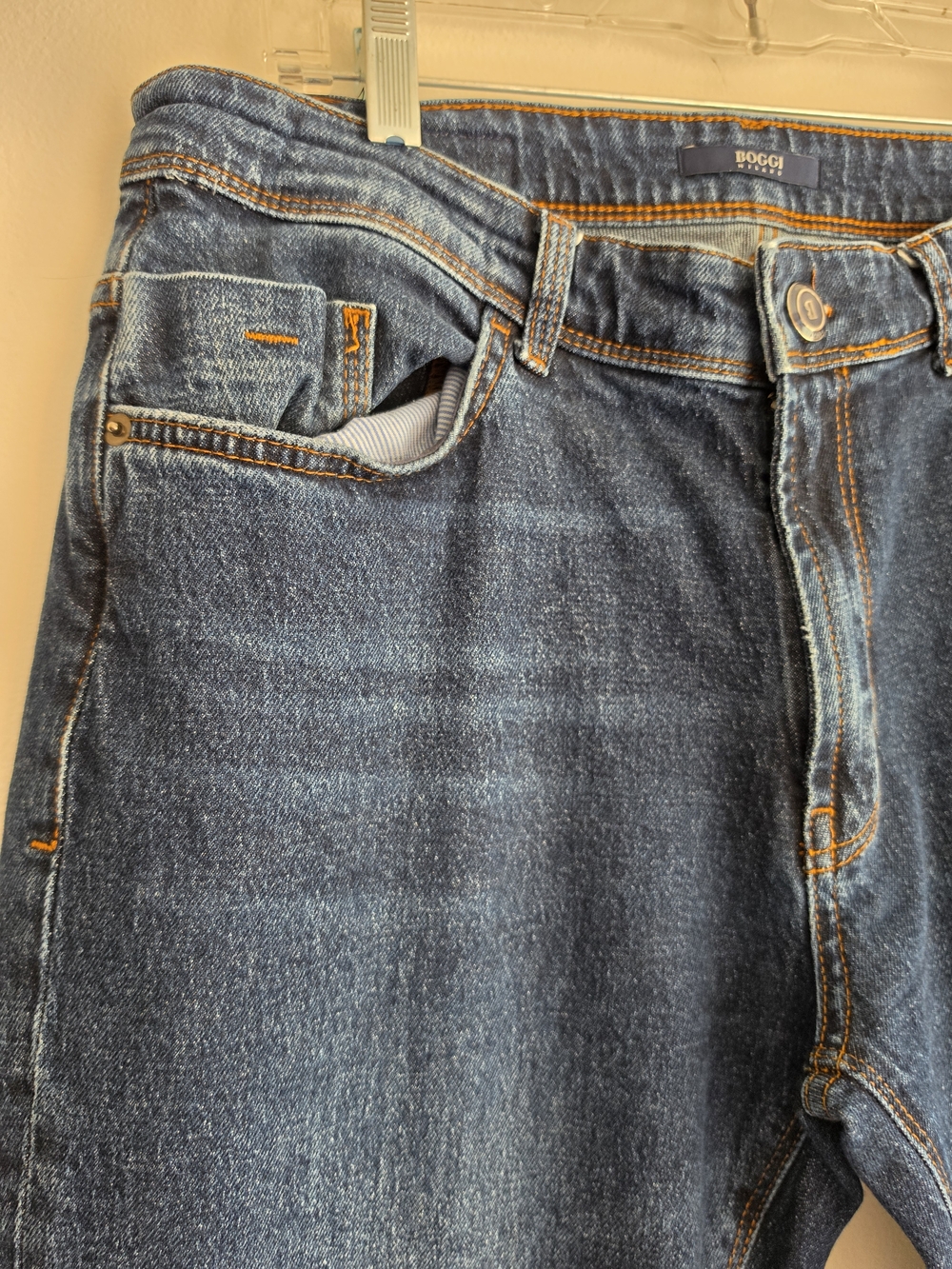 Boggi Milano Luxury Cotton Straight Men's Jeans Dark Wash Claude Denim Size 36 - Picture 2 of 10